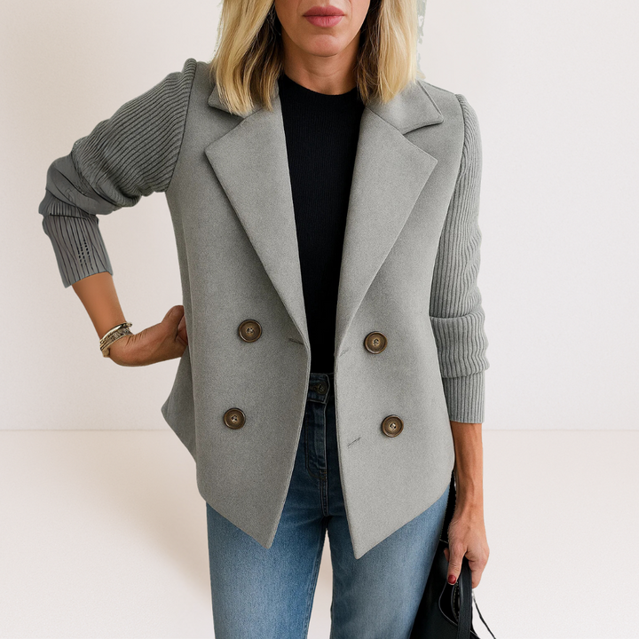 Martine™ - Elegancka Kurtka z Dzianinowymi Rękawami