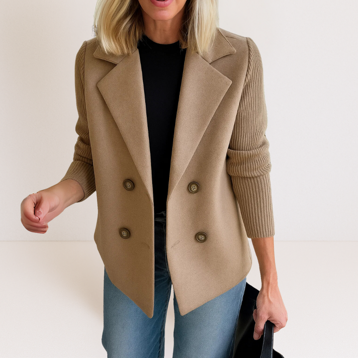 Martine™ - Elegancka Kurtka z Dzianinowymi Rękawami