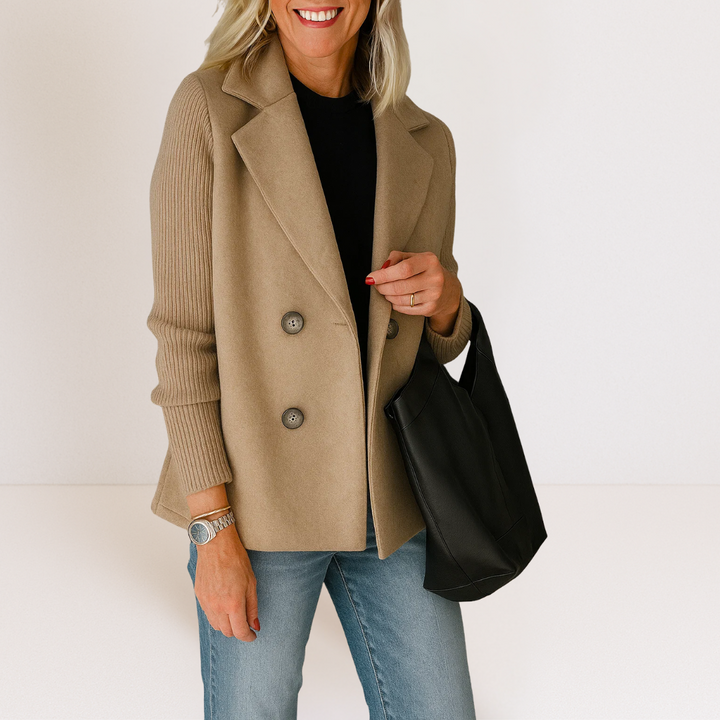Martine™ - Elegancka Kurtka z Dzianinowymi Rękawami