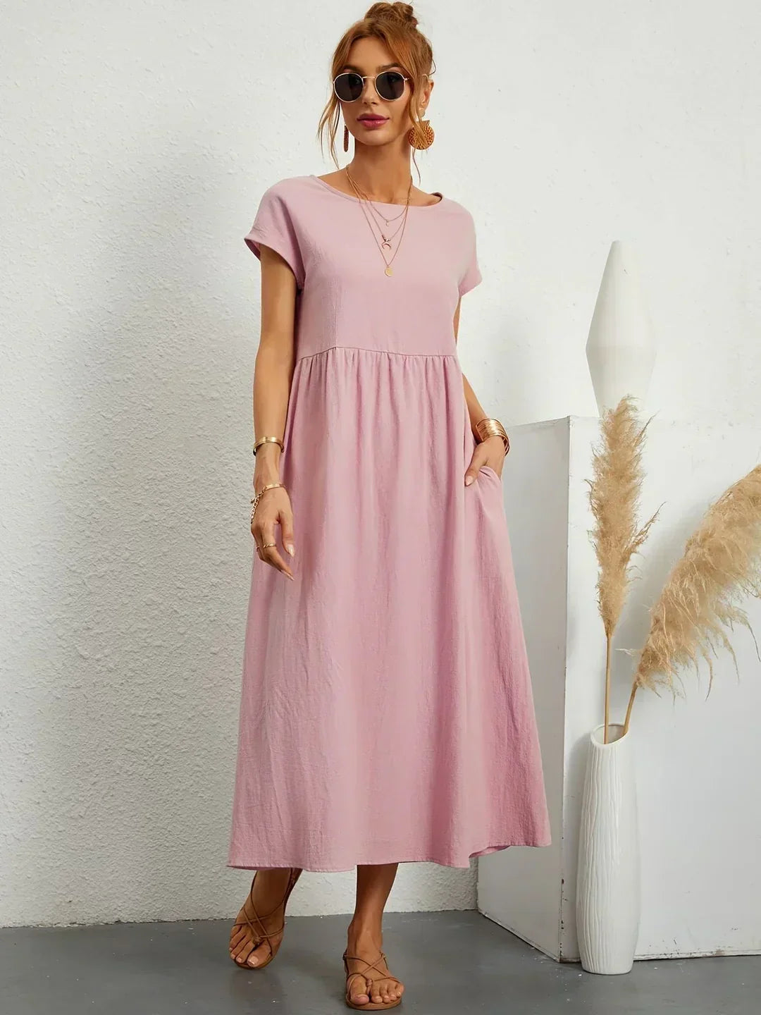 Gabrielle™ — Elegancka, midi sukienka o swobodnym kroju