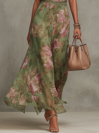 Livia | Maxi Sukienka Halter Kwiatowa