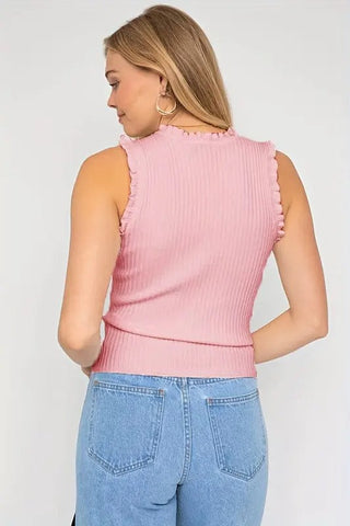 Evania – Elegancki top z falbanką i połyskiem